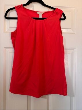 Banana Republic Coral Sleeveless Pleated Neck Camisole